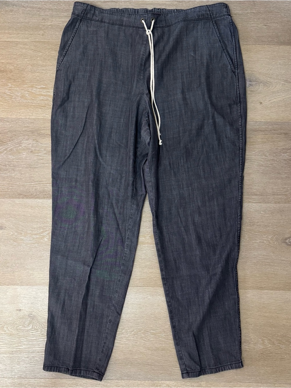 Eileen Fisher Dark Gray Tencel Cotton Drawstring Casual Pants